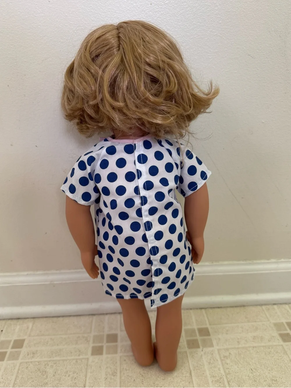 Our Generation 18” Blonde Doll Brown Eyes Curly Hair + Hospital Gown